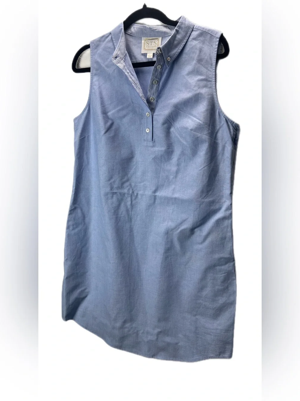 STS Sail to Sable Light Blue Sleeveless Oxford Shift Dress Size Large - Picture 5 of 12